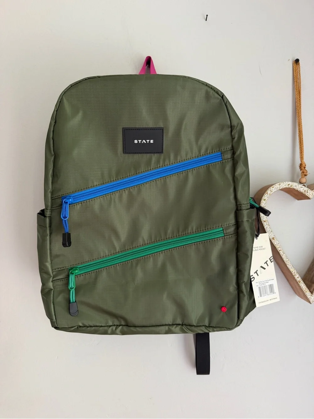 STATE Ripstop Kane Kids Travel Olive Diagonal Zipper Backpack
